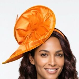 Orange Satin Fascinator Headband - Women's Fashion Accessory